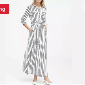 Stripe Maxi Shirt Dress